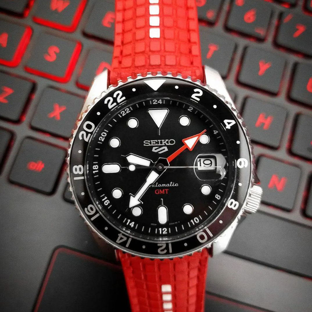 Seiko Straps - Extreme Chessboard Red With White Stripe