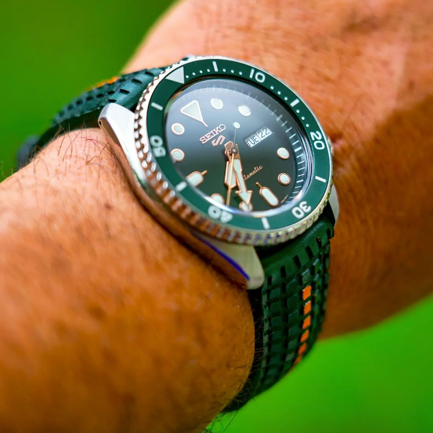 Seiko Straps Extreme Chessboard Green With Orange Stripe