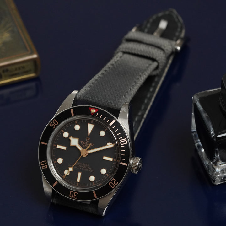 Tudor Straps - Two Tone Canvas Dark-Light Grey