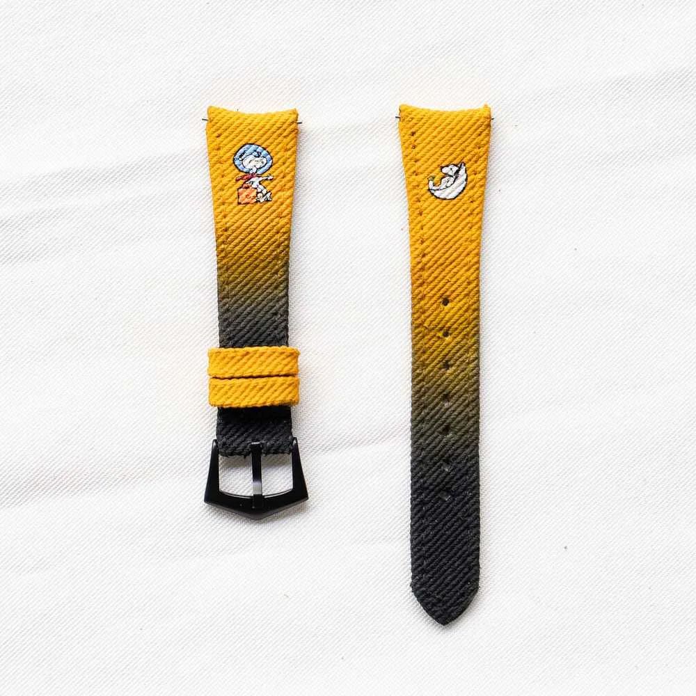 Yellow Black Denim Two Tone Snoopy Strap