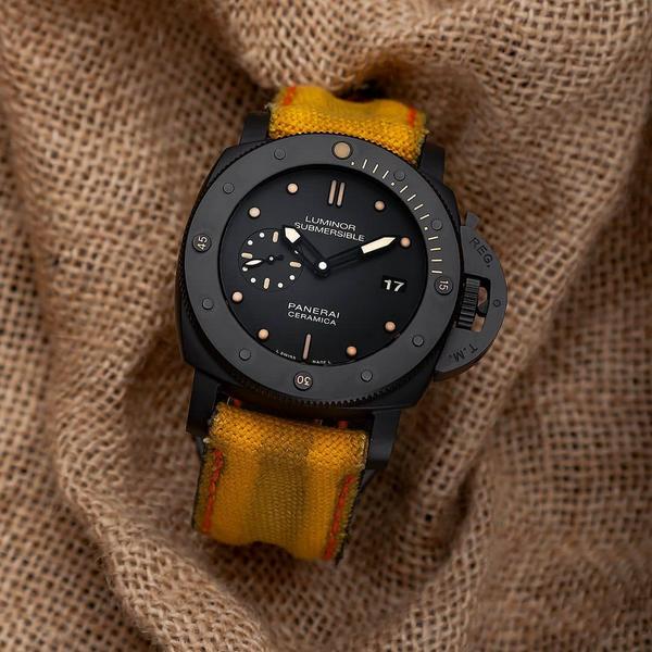 Panerai Submersible Straps - Double Muscular Vintage Yellow Canvas
