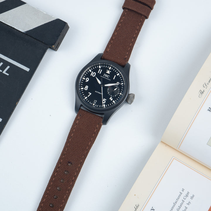 IWC Straps - Japanese Canvas Coffe Brown