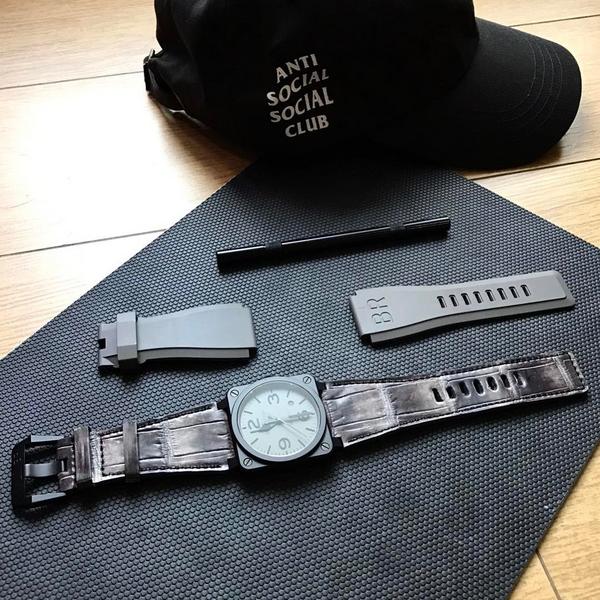 Bell & Ross Straps - BR Anthracite Croco