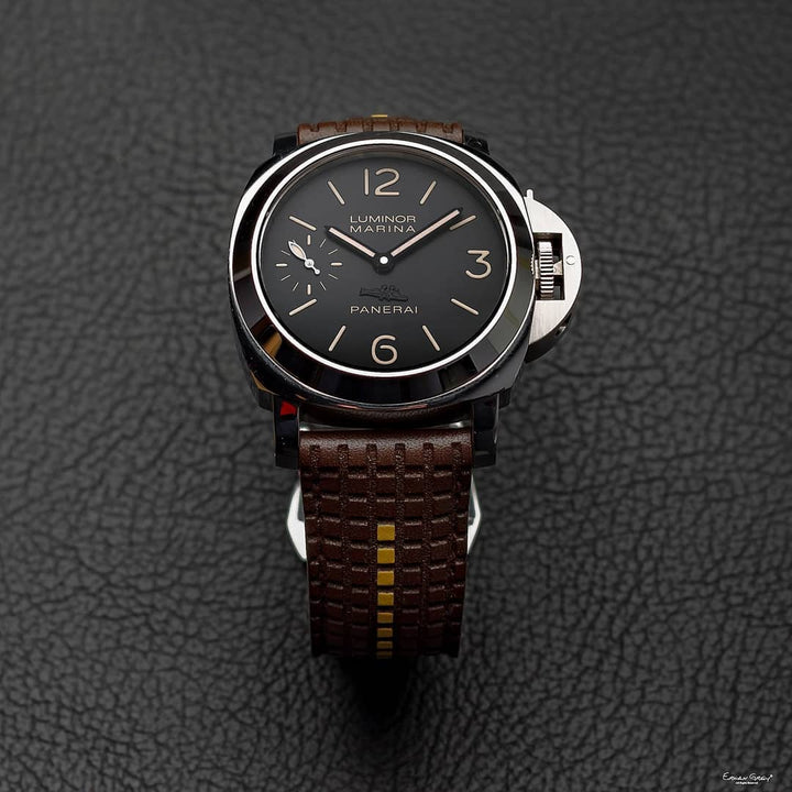 Panerai Luminor Straps - Chessboard Extreme Dark Brown With Beige Stripe