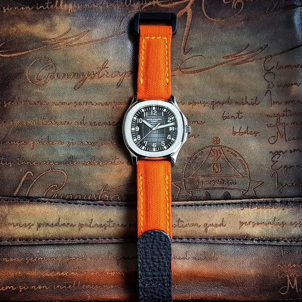 Orange canvas velcro strap with Extreme Padded style