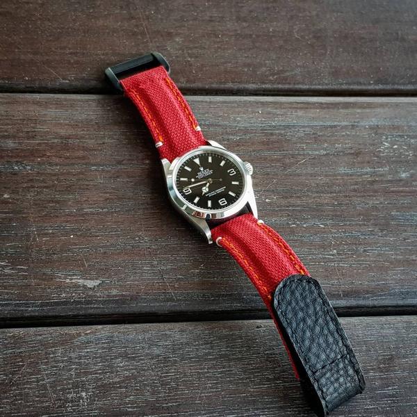 Red canvas velcro strap with Extreme Padded style