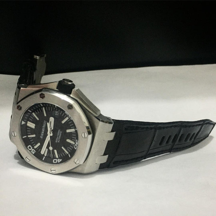 Audemars Piguet Straps - AP Black Matching Stitch Croco