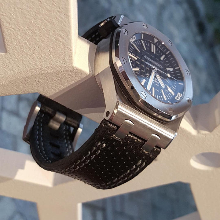 Audemars Piguet Straps - AP Black Perforated Double Grey