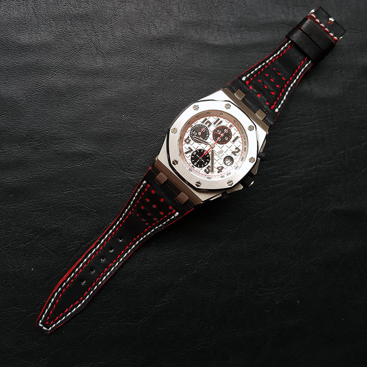 Audemars Piguet Straps - AP Racing Black-Red with White-Red Stitch