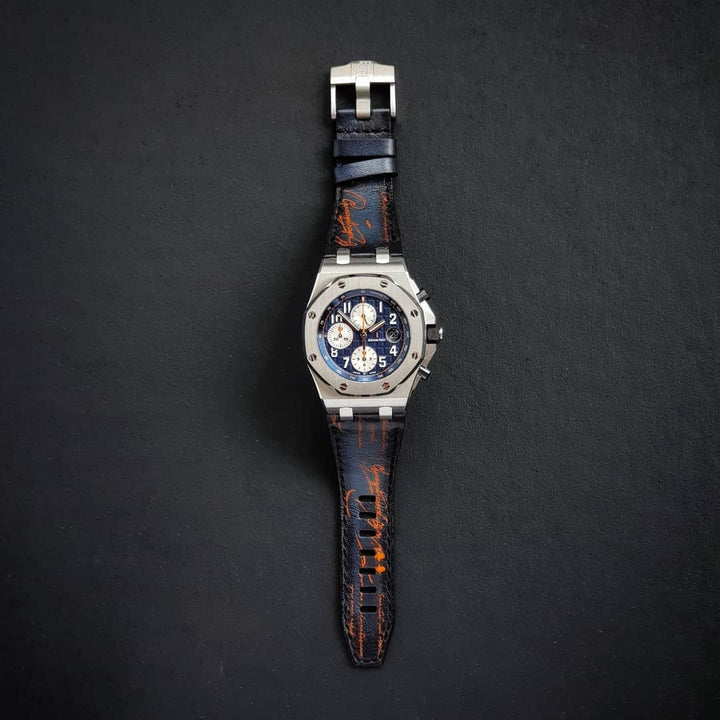 Audemars Piguet Straps - AP Black Patina with Orange Scritto