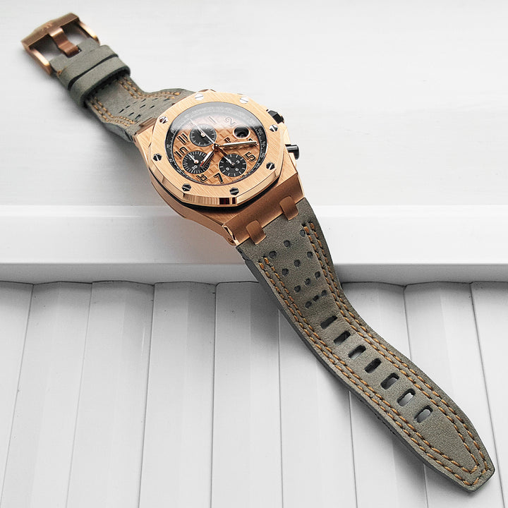 Audemars Piguet Straps - Racing Grey with Double Rose Gold Stitch