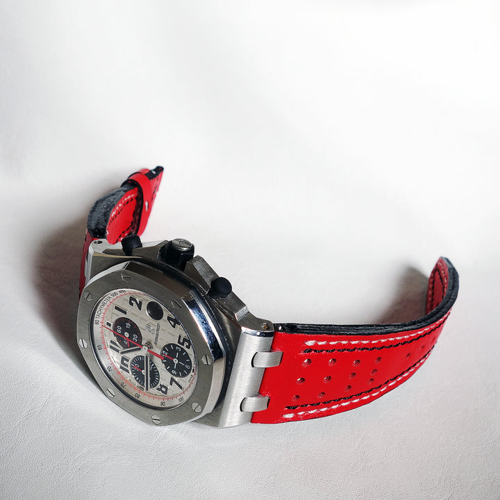 Audemars Piguet Straps - AP Racing Red-White with White Black Stitch