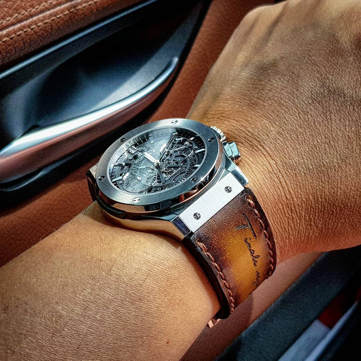 Hublot Straps - Dark Brown Patina Scritto