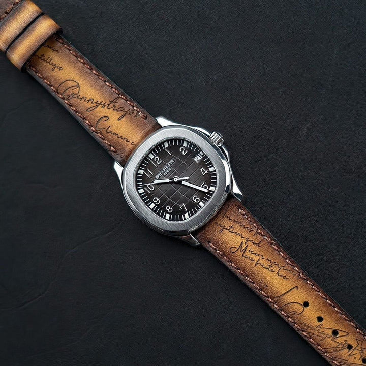 Patek Philippe Straps - Brown Patina Scritto