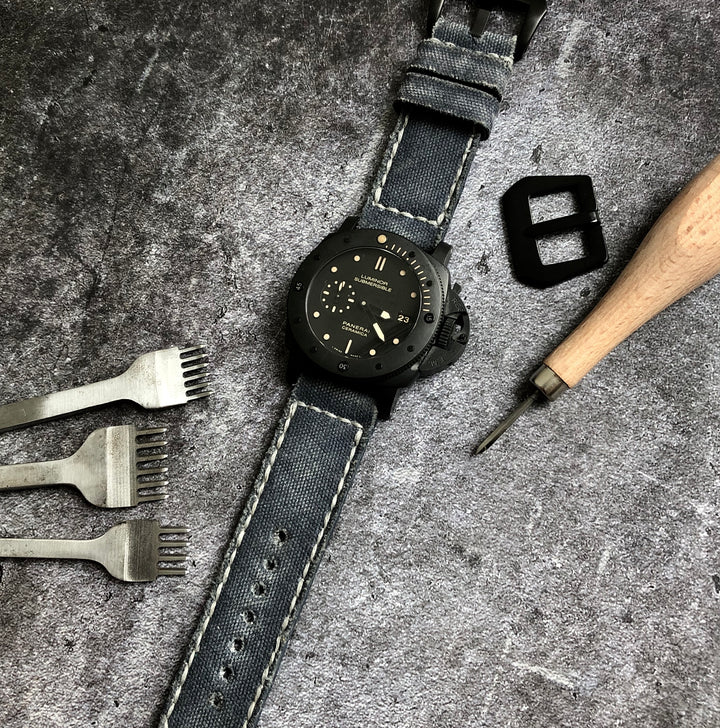 Panerai Submersible Straps - Canvas Purplish Gray No. 7