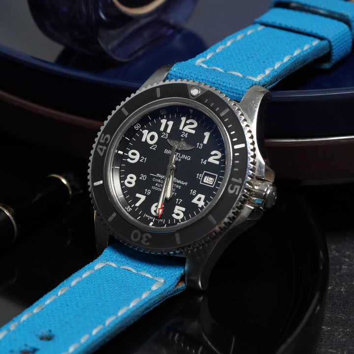 Breitling Straps - Canvas Aqua Blue