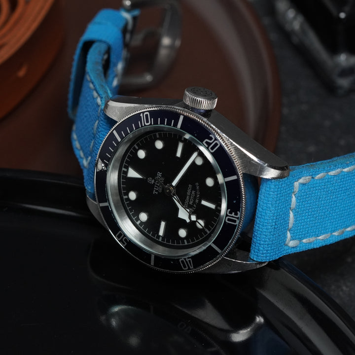 Tudor Straps - Canvas Aqua Blue