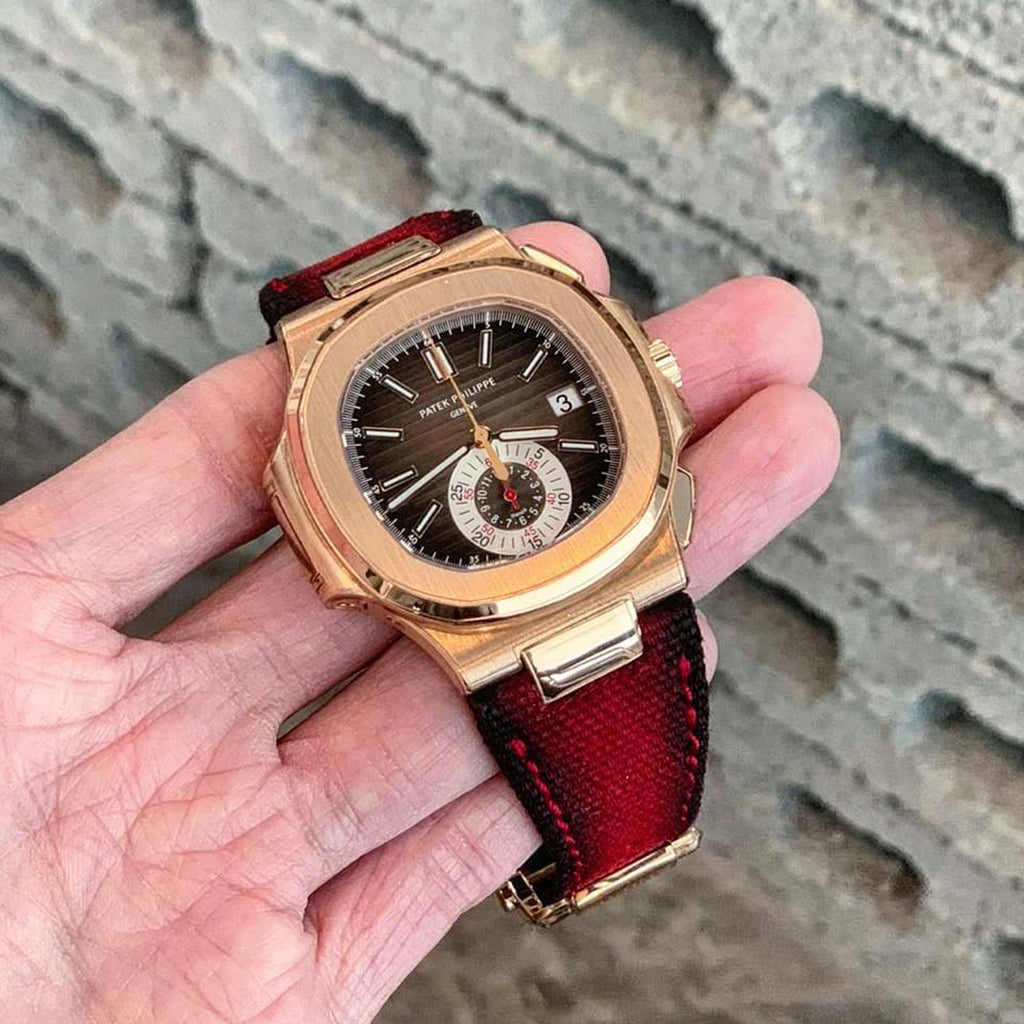 Patek Philippe Straps Two Tone Canvas Black-Red