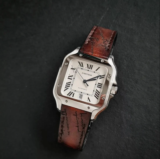 Cartier Straps - Dark Brown Patina Scritto