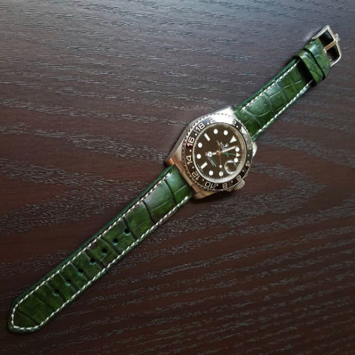 Rolex Straps - Dark Green Croco