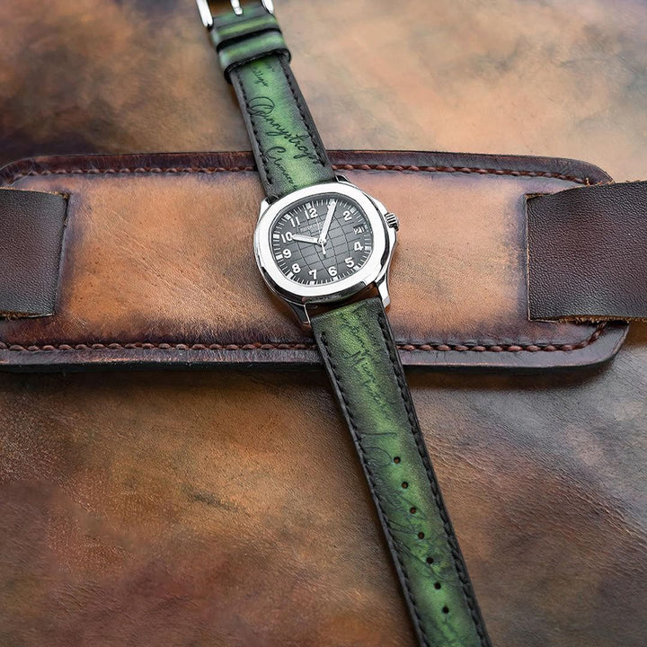 Patek Philippe Straps - Green Patina Scritto