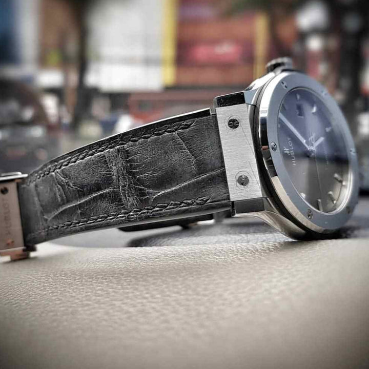 Hublot Straps - Dark Grey Croco