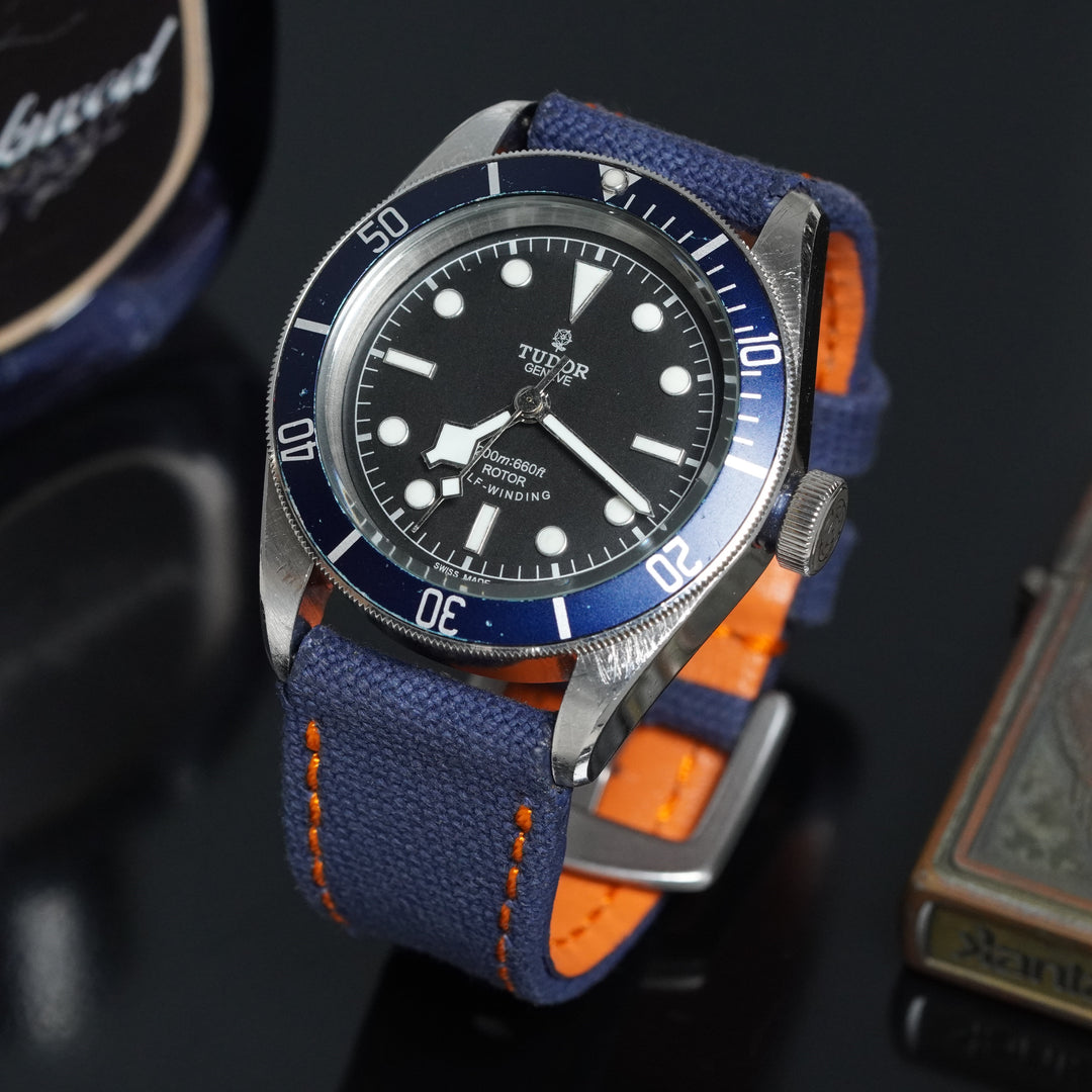 Tudor Straps -  Japanese Canvas Royal Blue