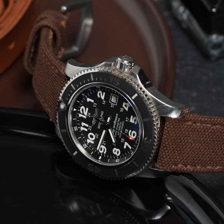 Breitling Straps - Japanese Canvas Coffee Brown