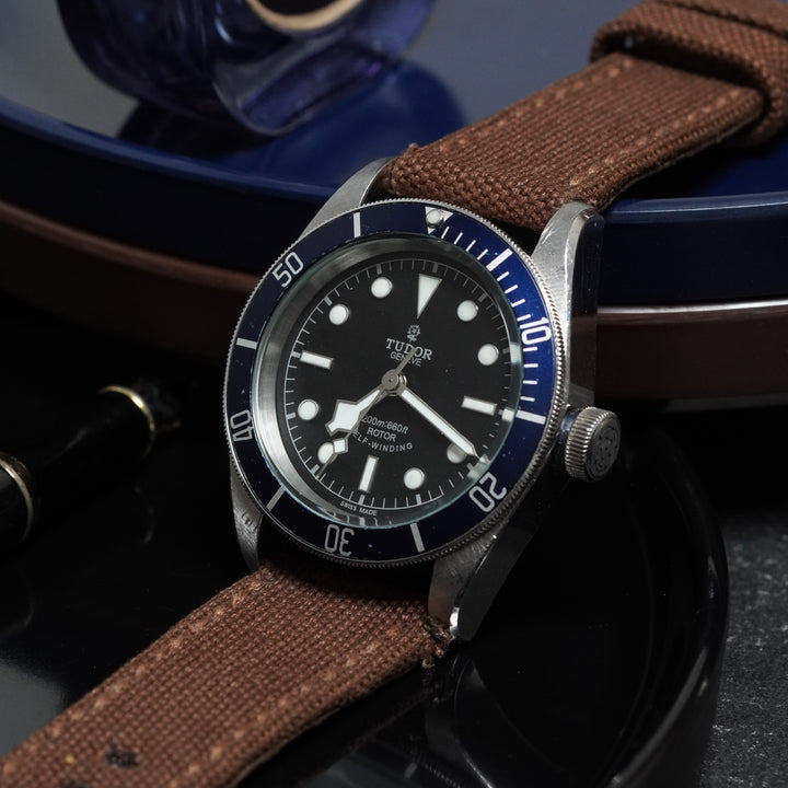 Tudor Straps - Japanese Canvas Coffee Brown