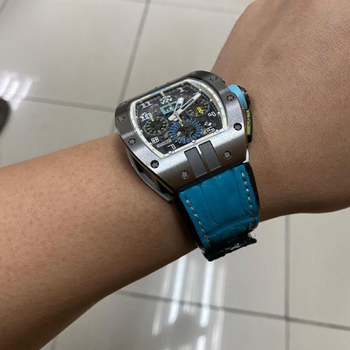 Richard Mille Straps - Croco Teal Blue Velcro