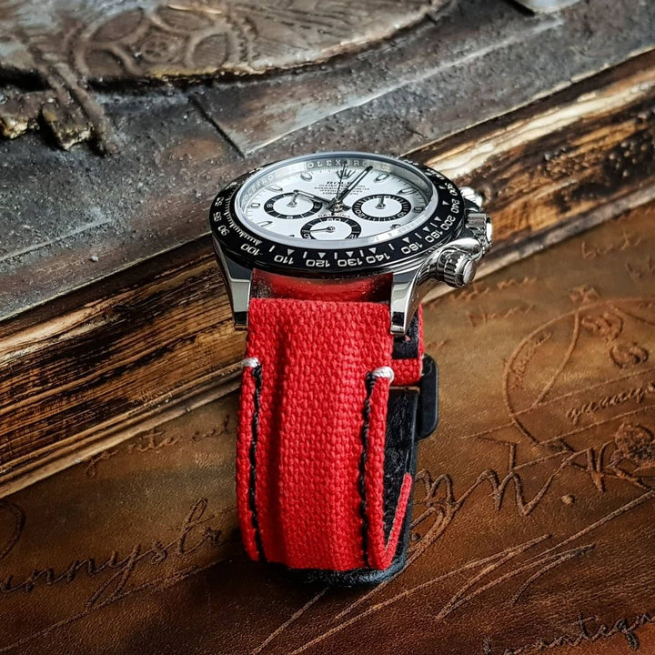 Red canvas velcro strap with Extreme Padded style