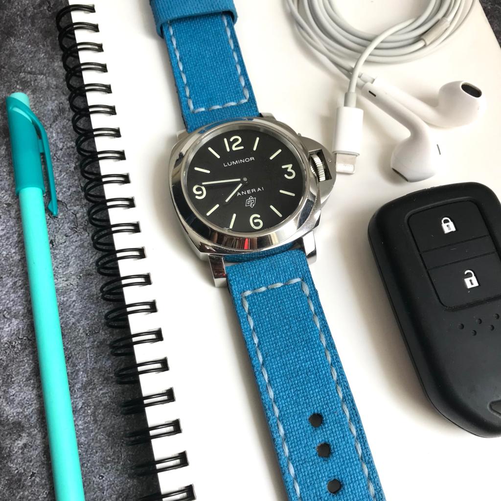 Panerai Luminor Straps - Canvas Aqua Blue