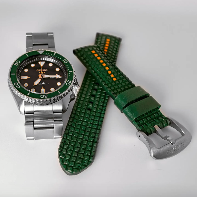 Seiko Straps - Extreme Chessboard Green With Orange Stripe