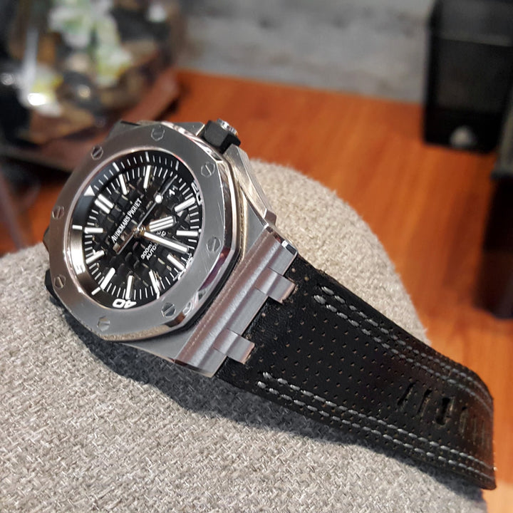 Audemars Piguet Straps - AP Black Perforated Double Grey