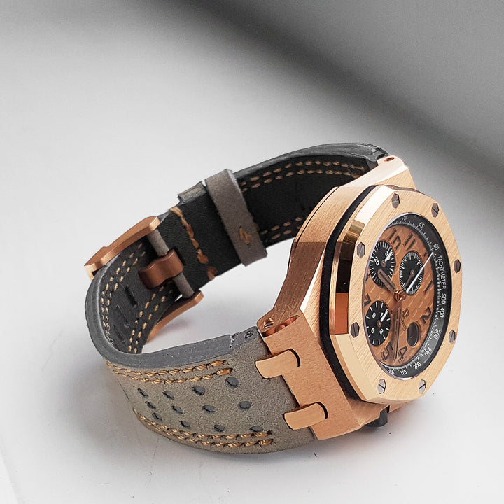 Audemars Piguet Straps - Racing Grey with Double Rose Gold Stitch