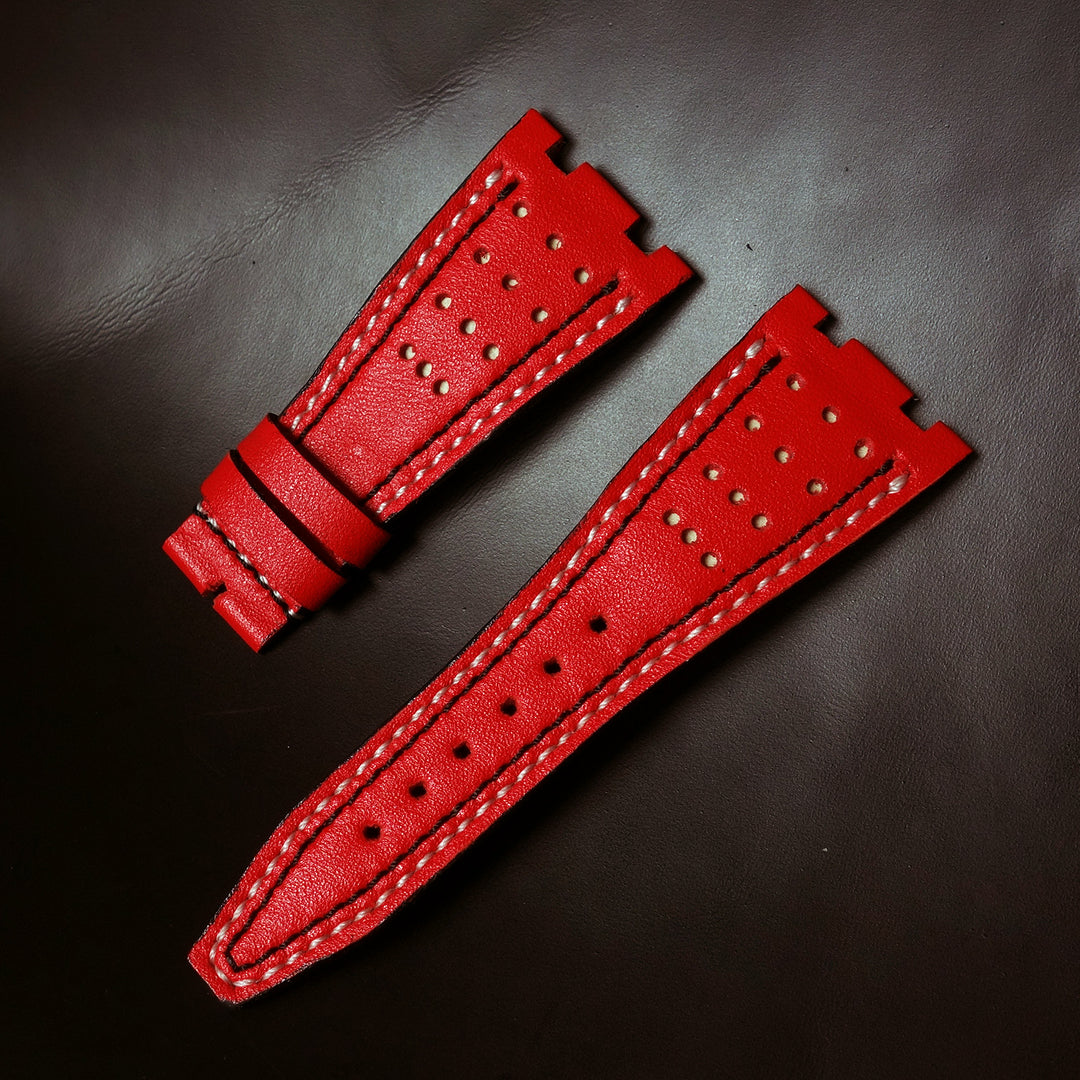 Audemars Piguet Straps - AP Racing Red-White with White Black Stitch