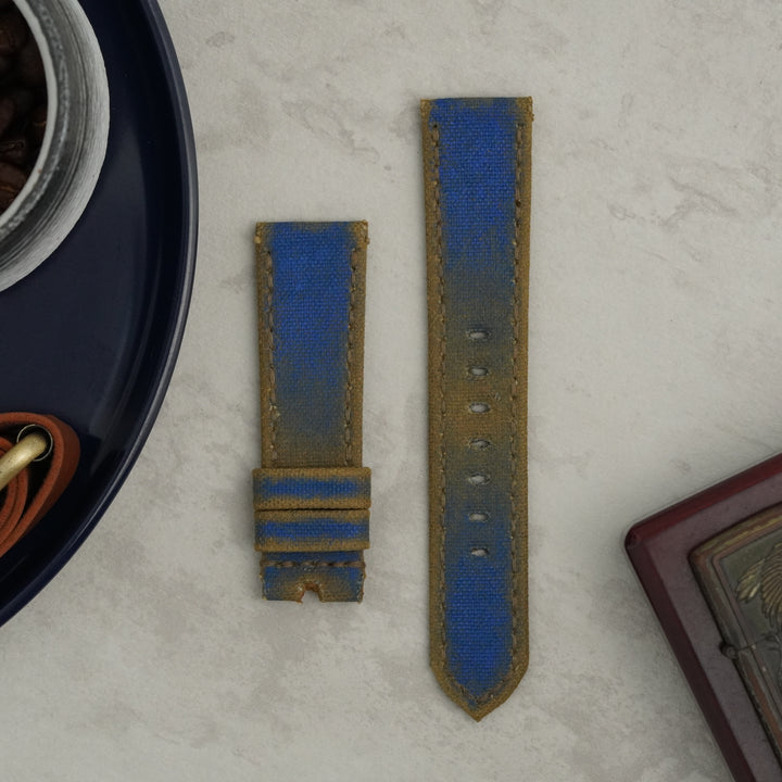 Omega Straps - Two Tone Canvas Navy Blue-Beige
