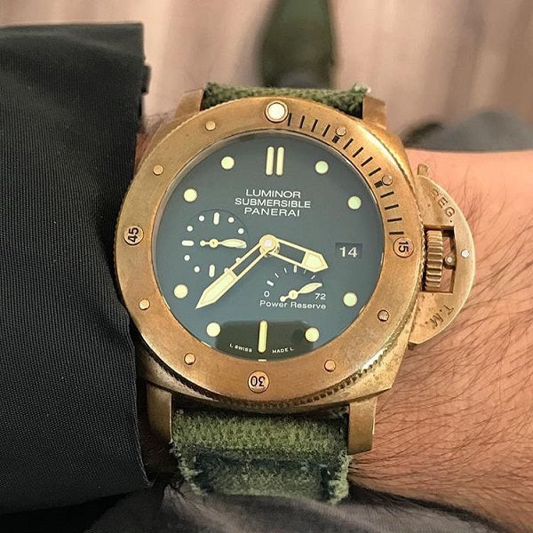 Panerai Submersible Straps - Canvas Verte