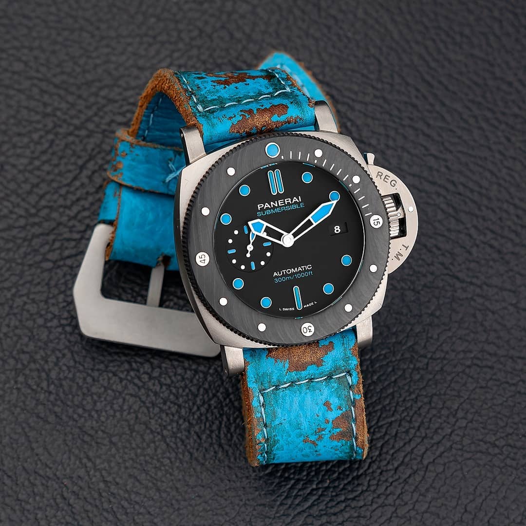 Panerai Submersible Straps - Coral Blue