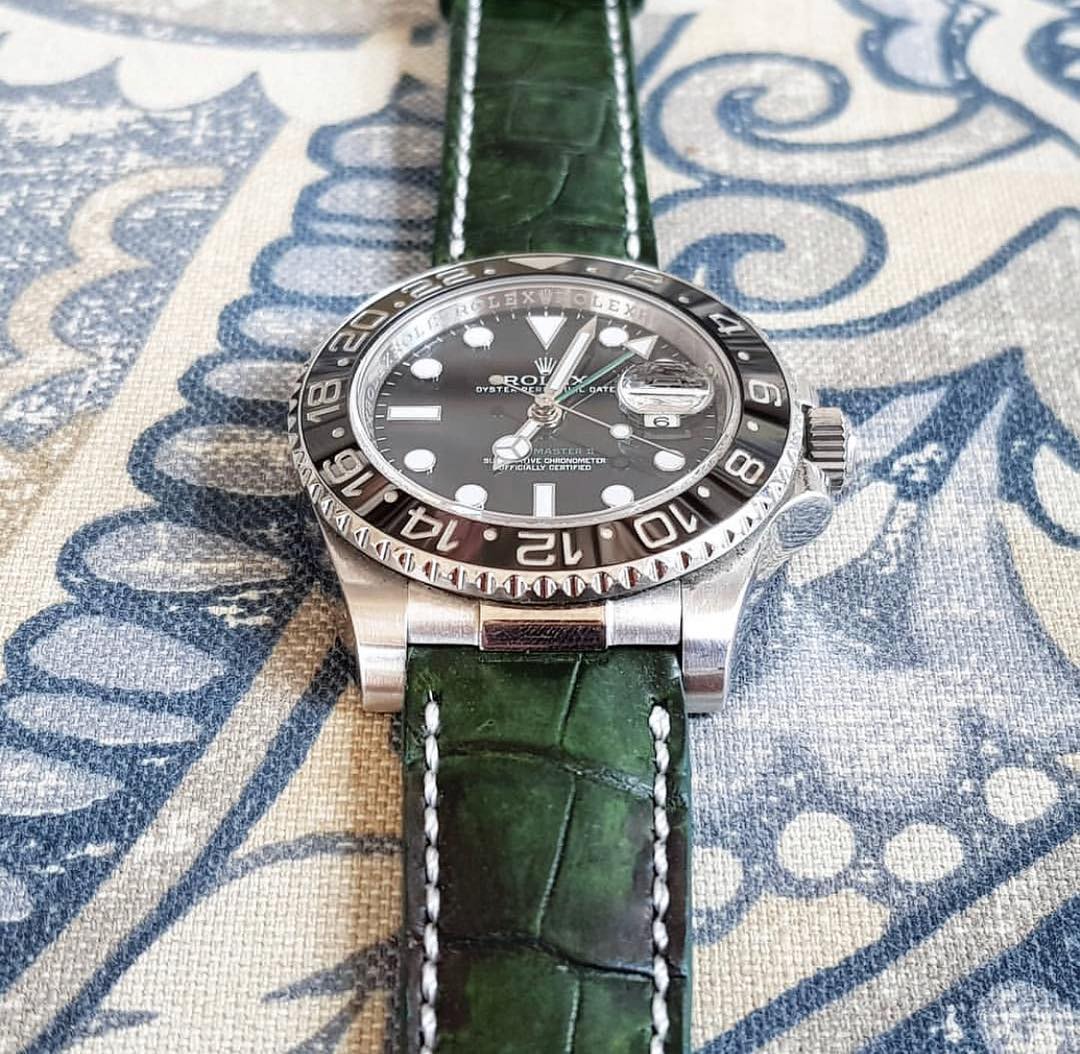 Rolex Straps - Dark Green Croco