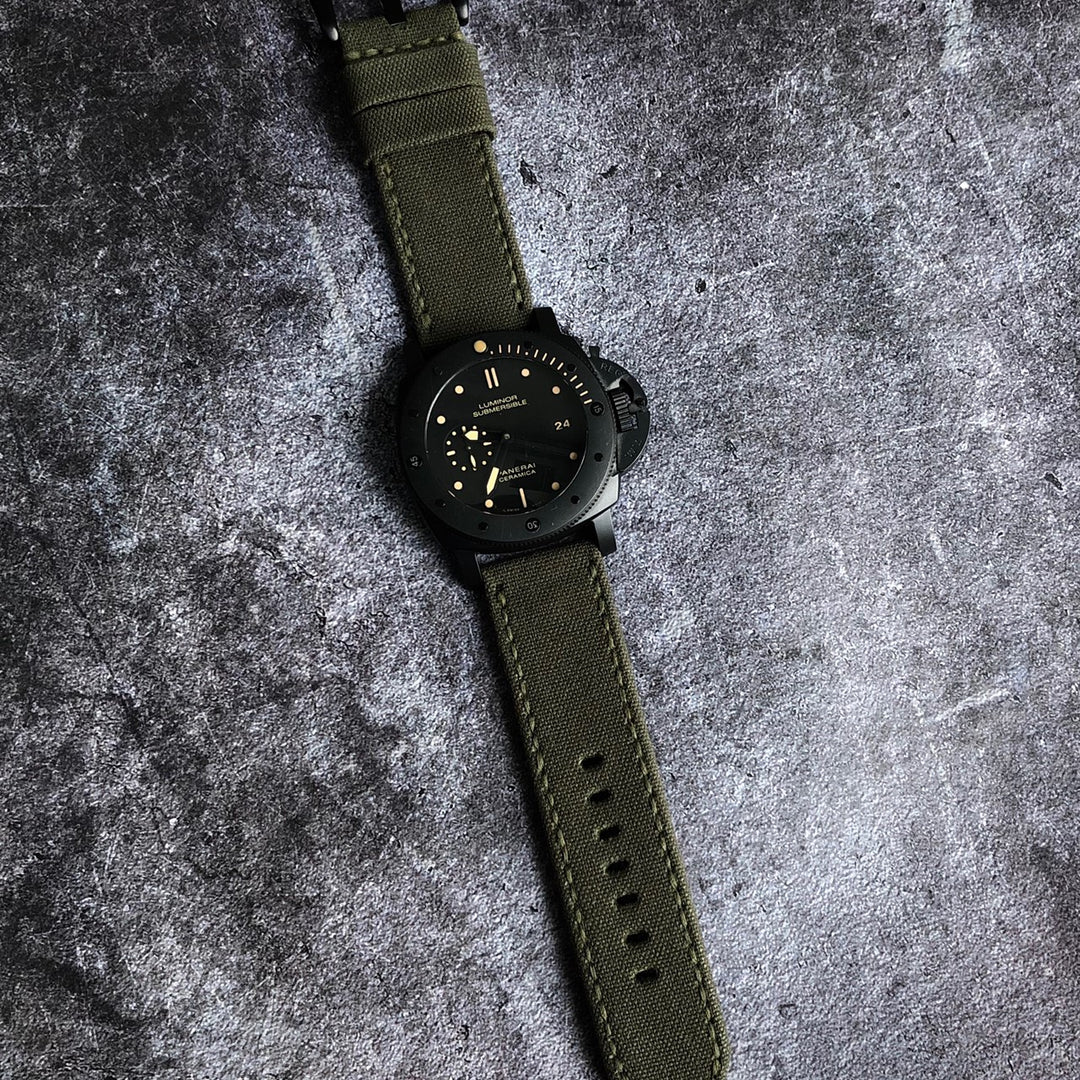 Panerai Submersible Straps - Japan Canvas Basil