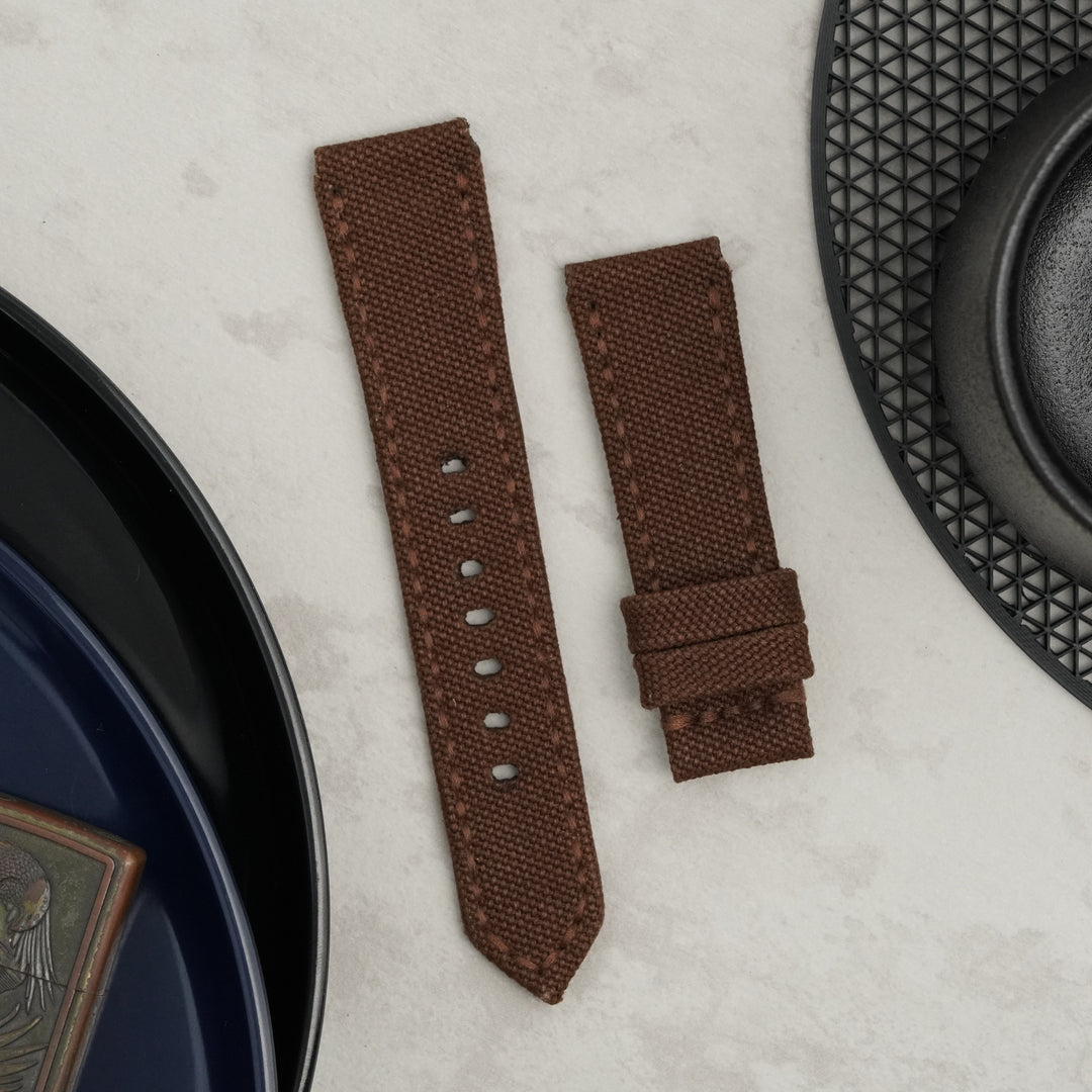 Tudor Straps - Japanese Canvas Coffee Brown