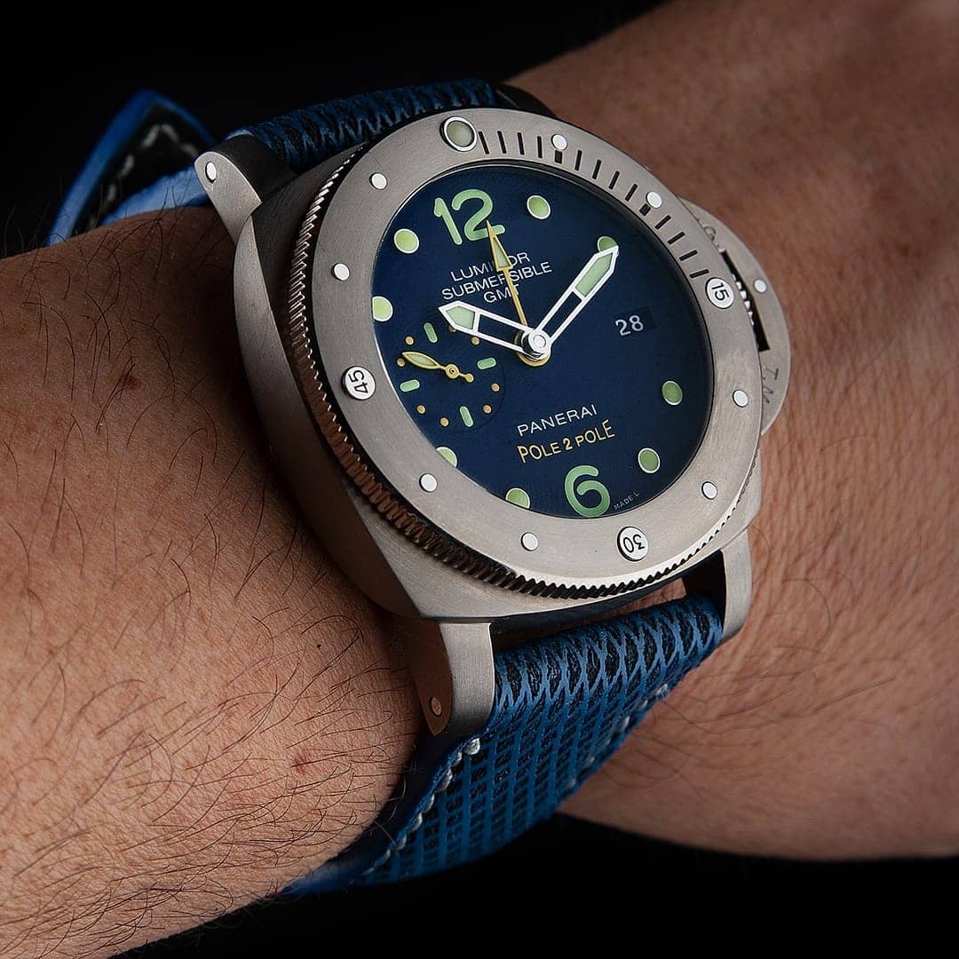 Panerai Submersible Straps - Blue Stupa Padded with Patina