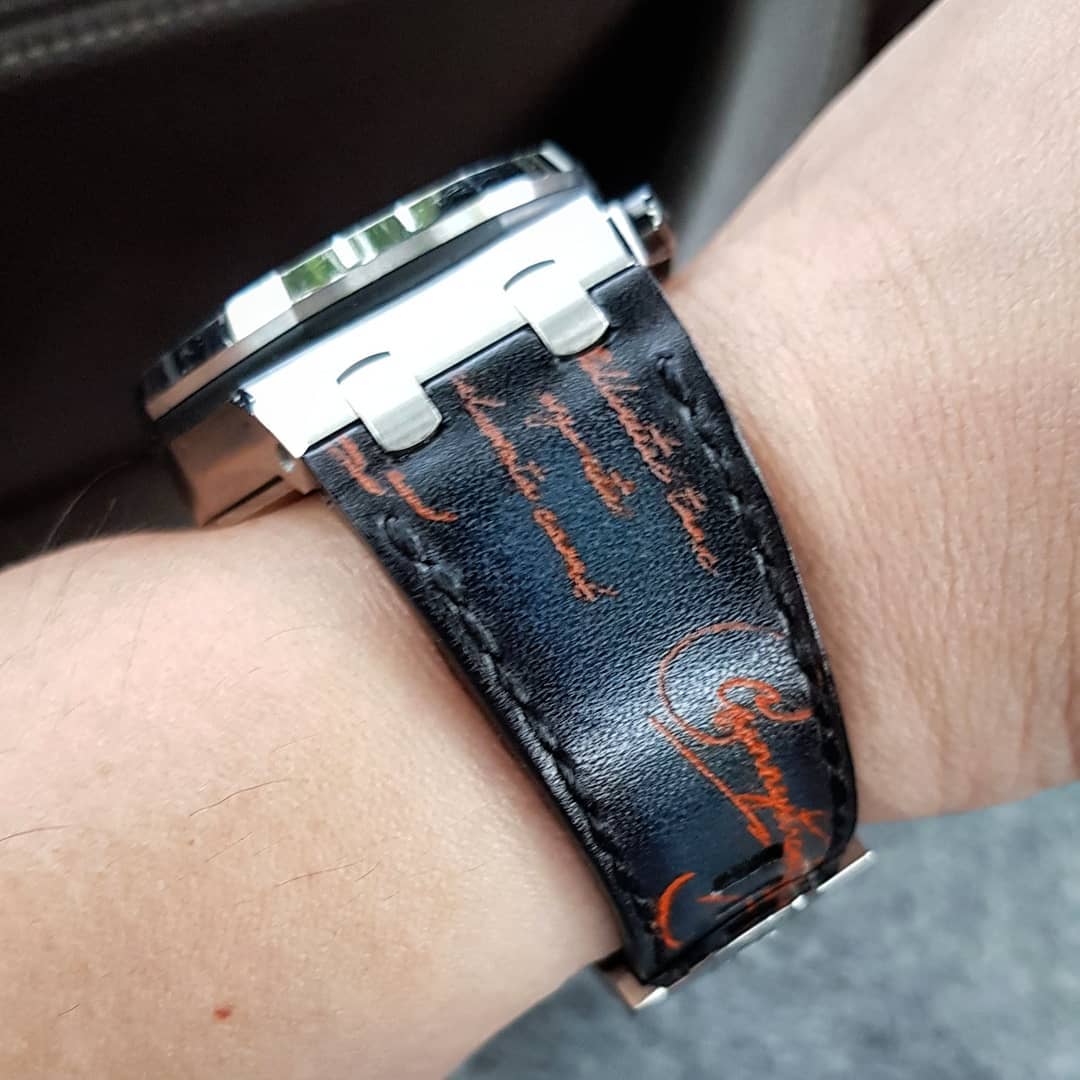 Audemars Piguet Straps - AP Black Patina with Orange Scritto