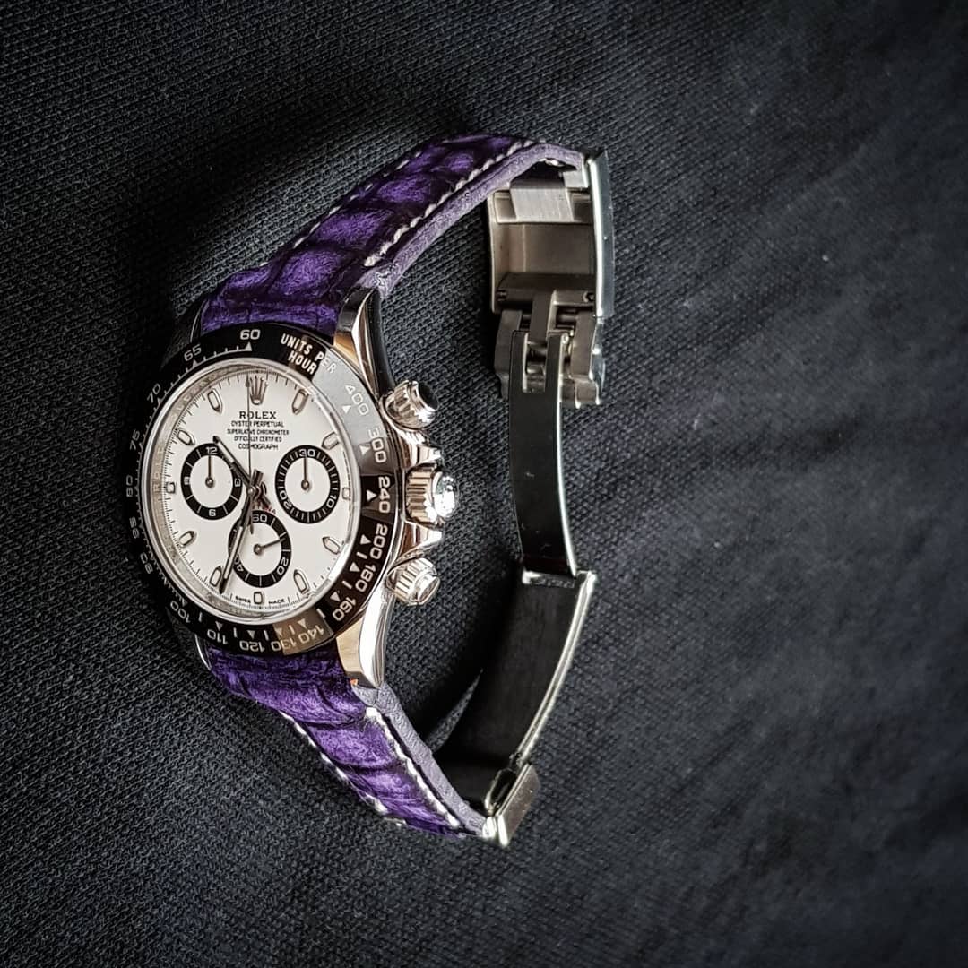 Rolex Straps - Curved End Croco Nubuck Purple