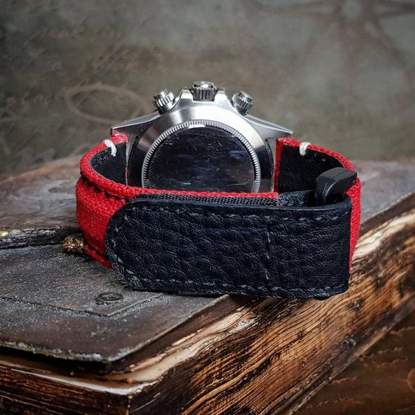 Red canvas velcro strap with Extreme Padded style