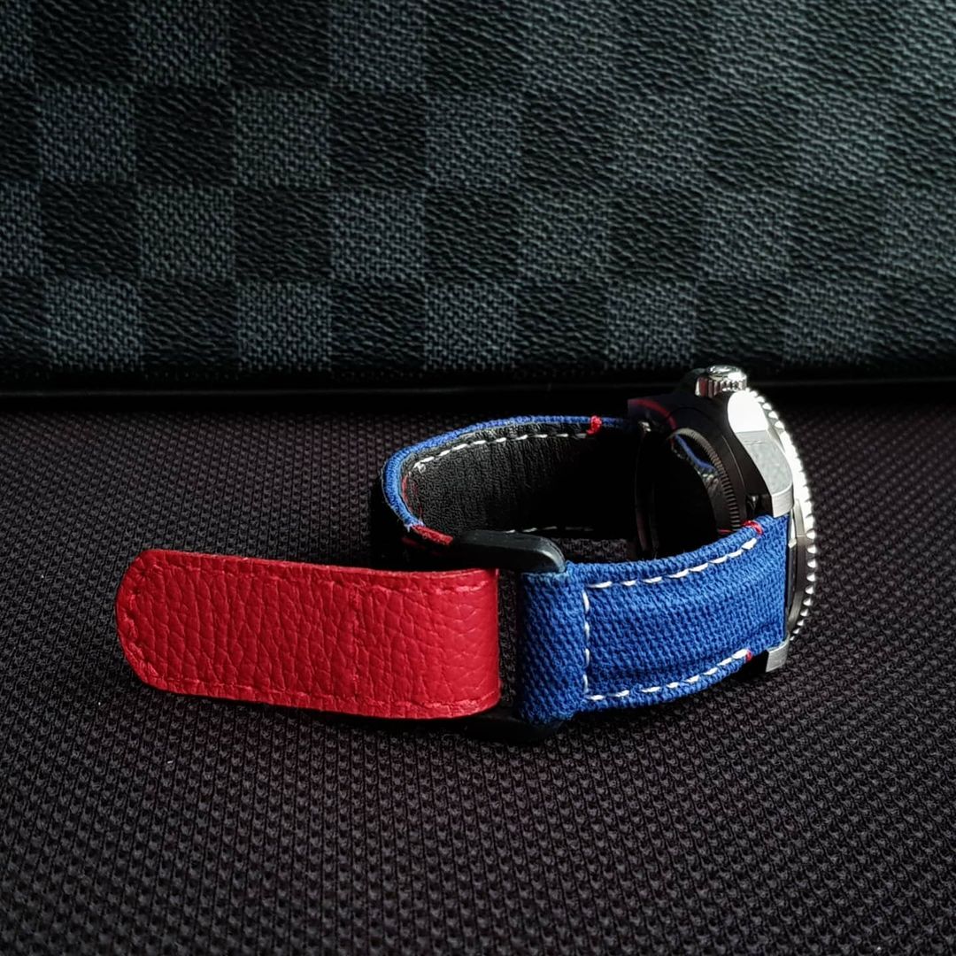 Rolex Straps - Pepsi canvas velcro strap with Extreme Padded style