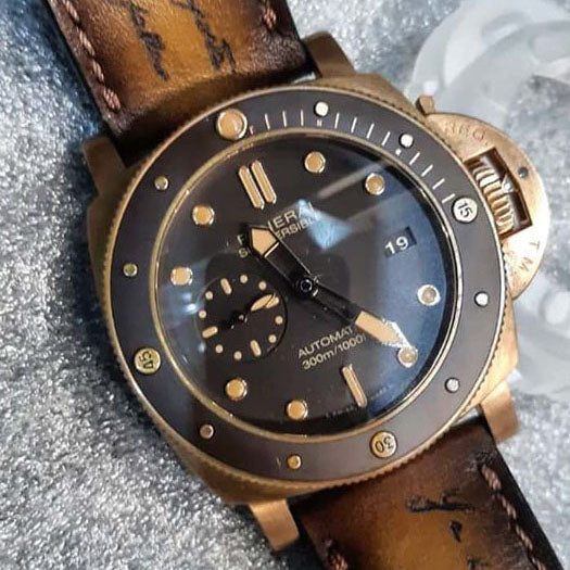 Panerai Submersible Straps - Brown Patina Scritto