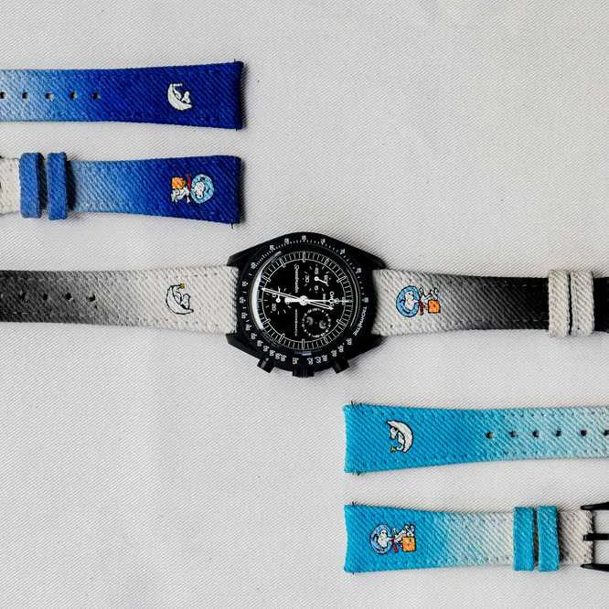 Cyan White Denim Two Tone Snoopy Strap