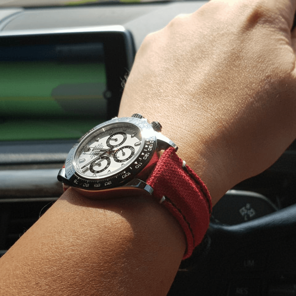 Rolex Straps - Red canvas velcro strap with Extreme Padded style